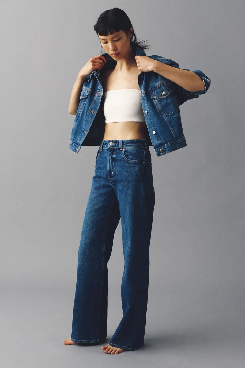 اتش اند ام جينز بخصر عالي وقصّة واسعة